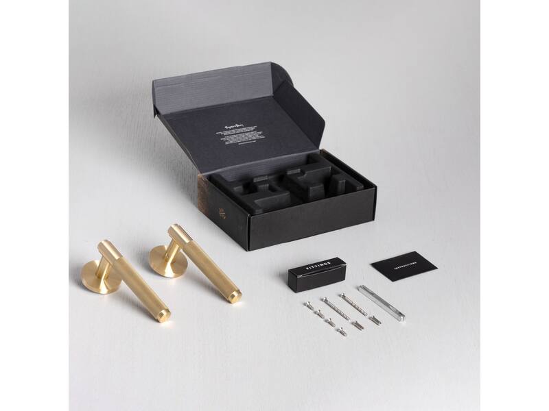 Deurkruk Cross Messing diamond-cut op verende rozet